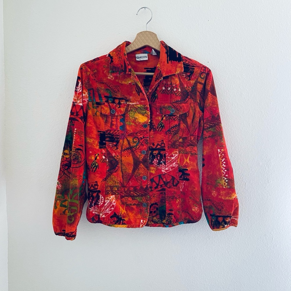 Chico's Artistic Multicolor Button Down Shirt - image 1